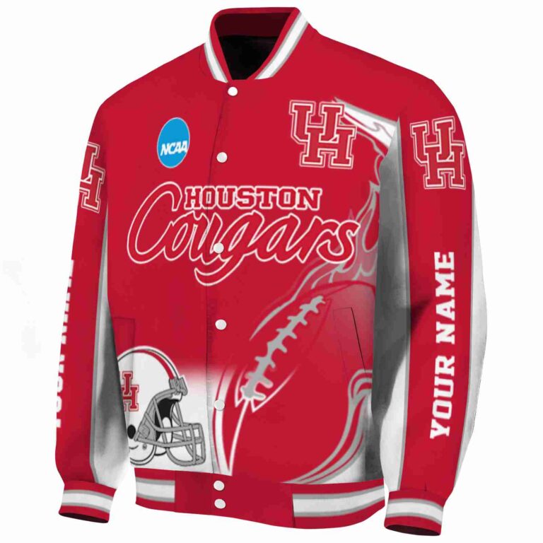 customized houston cougars flaming football red white jacket best selling jacketwow