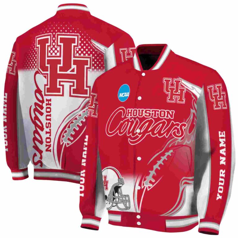 customized houston cougars flaming football red white jacket fashion forward jacketwow