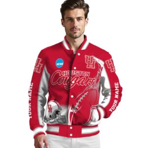 customized houston cougars flaming football red white jacket high quality jacketwow