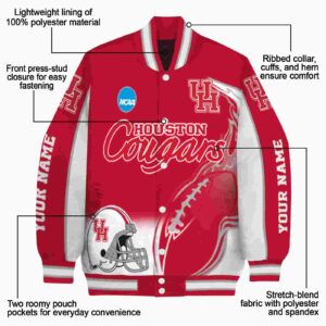 customized houston cougars flaming football red white jacket new arrival jacketwow
