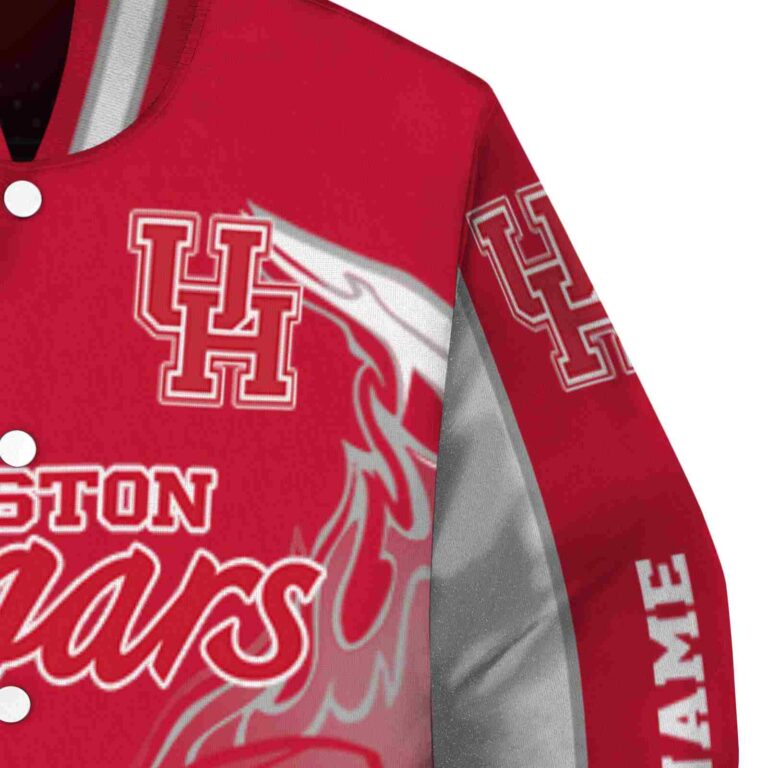 customized houston cougars flaming football red white jacket premium grade jacketwow