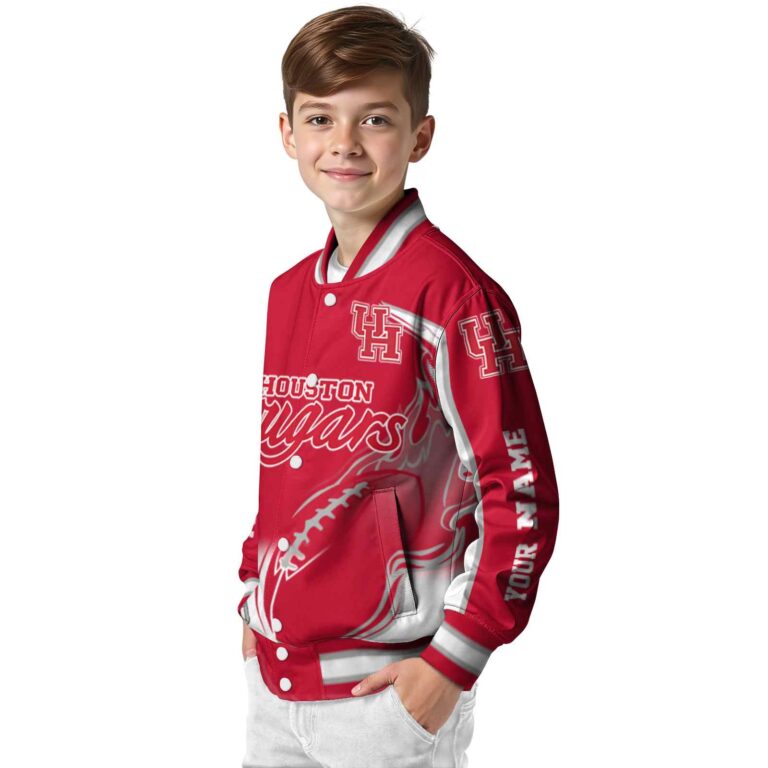customized houston cougars flaming football red white jacket trendy jacketwow
