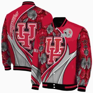 customized houston cougars floral print red jacket fashion forward jacketwow