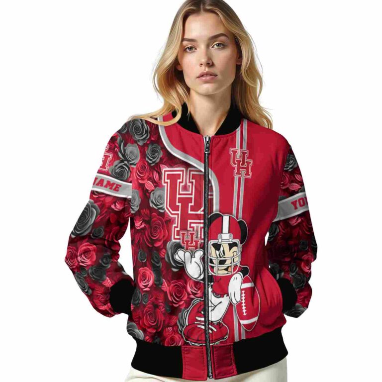 customized houston cougars rose mickey red jacket latest model jacketwow
