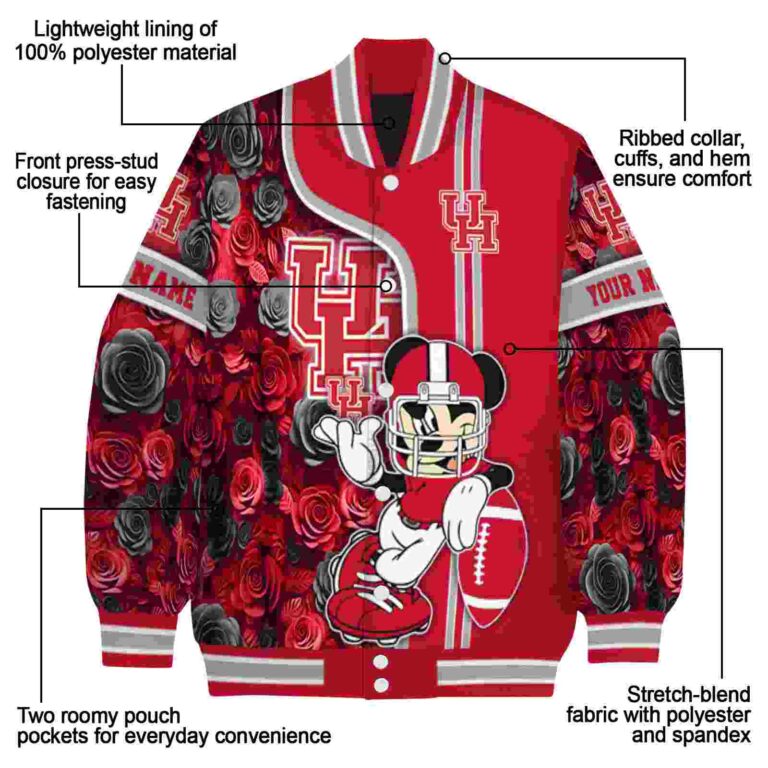 customized houston cougars rose mickey red jacket new arrival jacketwow