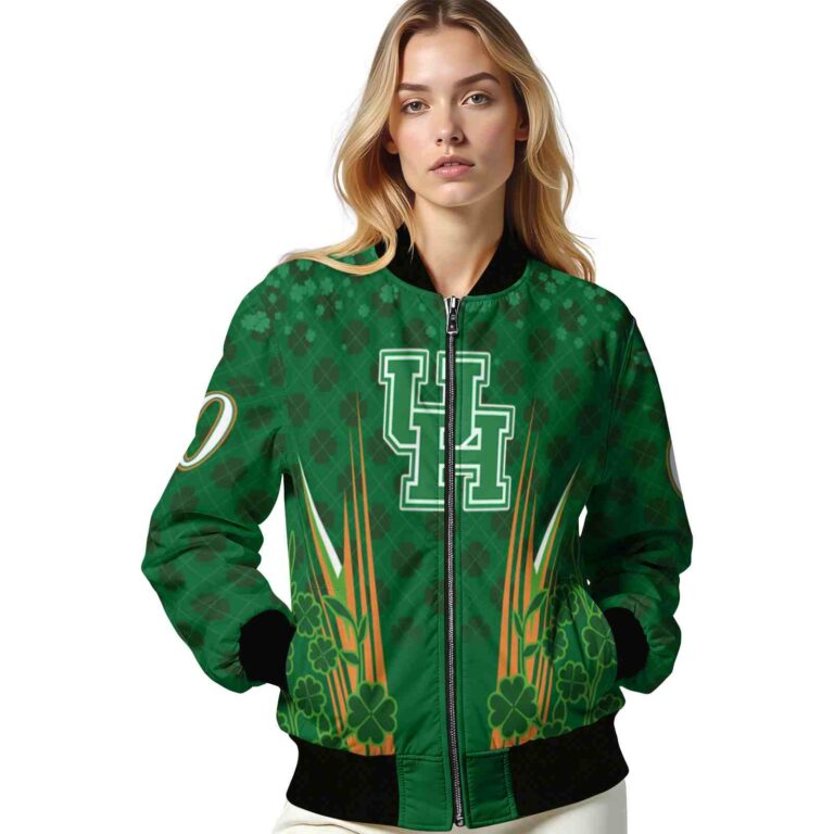 customized houston cougars shamrock pattern green jacket latest model jacketwow
