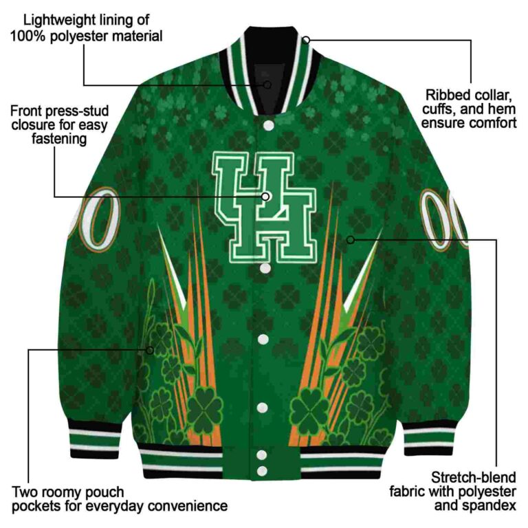 customized houston cougars shamrock pattern green jacket new arrival jacketwow