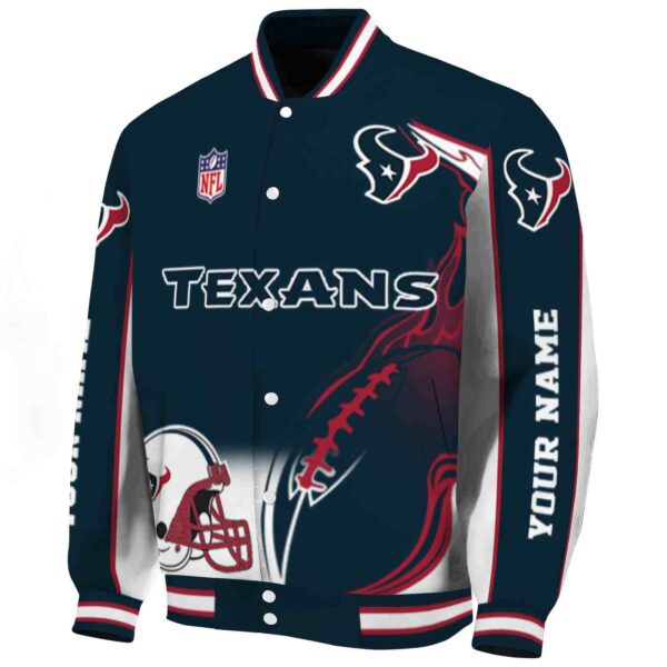 customized houston texans flaming football blue white jacket best selling jacketwow