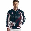 customized houston texans flaming football blue white jacket high quality jacketwow