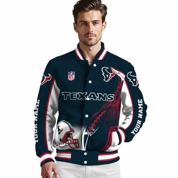 customized houston texans flaming football blue white jacket high quality jacketwow