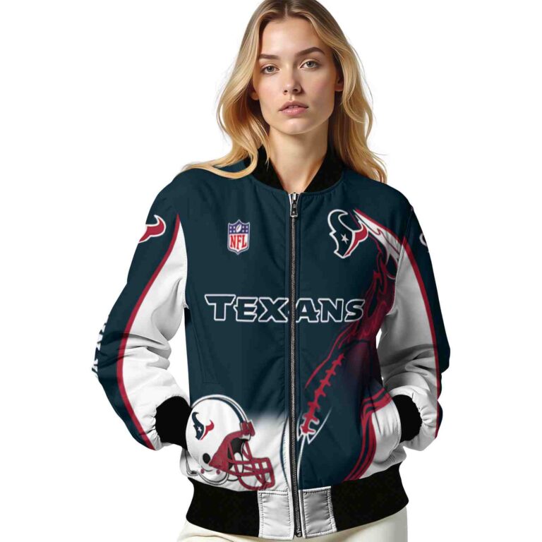customized houston texans flaming football blue white jacket latest model jacketwow