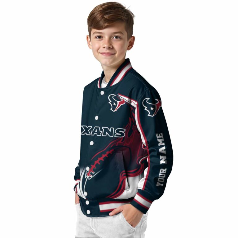 customized houston texans flaming football blue white jacket trendy jacketwow