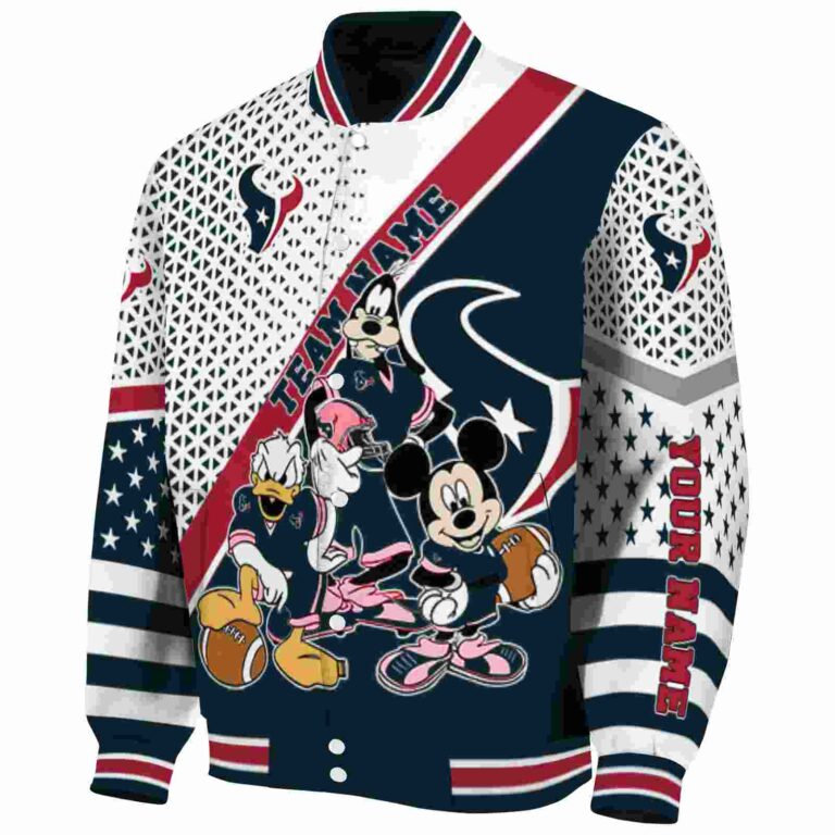 customized houston texans mickey donald goofy blue white jacket best selling jacketwow