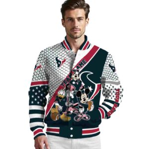 customized houston texans mickey donald goofy blue white jacket high quality jacketwow