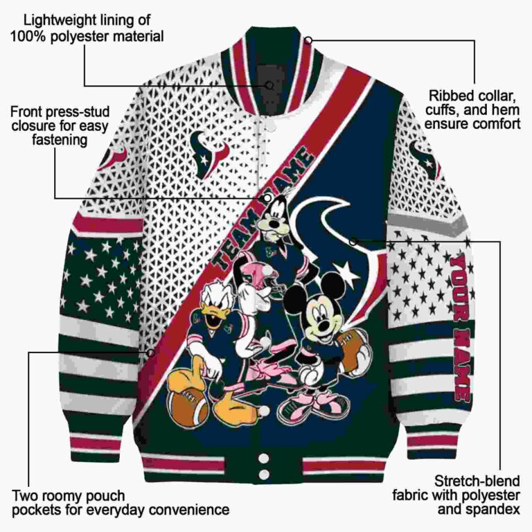 customized houston texans mickey donald goofy blue white jacket new arrival jacketwow