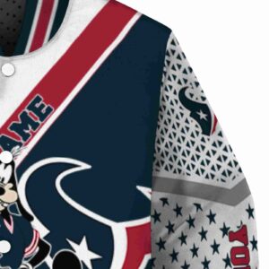 customized houston texans mickey donald goofy blue white jacket premium grade jacketwow