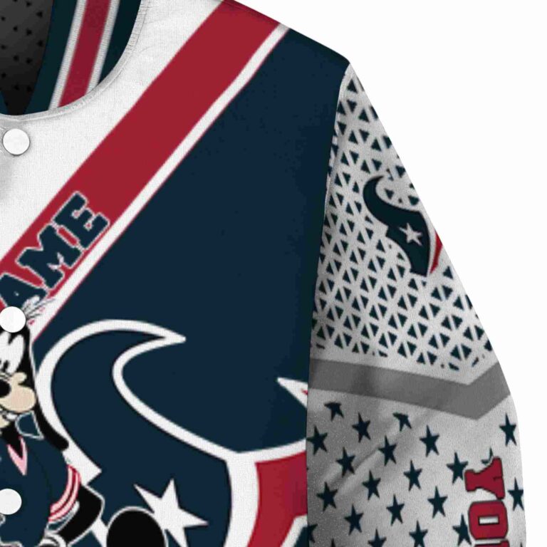 customized houston texans mickey donald goofy blue white jacket premium grade jacketwow