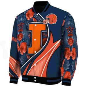 customized illinois fighting illini floral print blue jacket best selling jacketwow