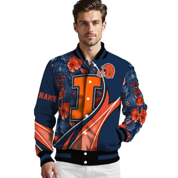 customized illinois fighting illini floral print blue jacket high quality jacketwow