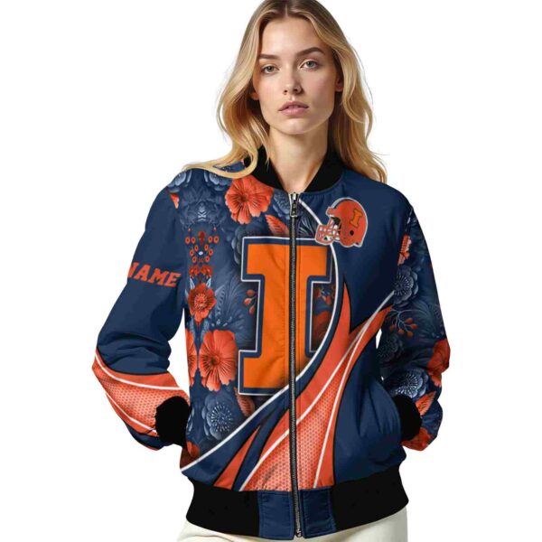 customized illinois fighting illini floral print blue jacket latest model jacketwow
