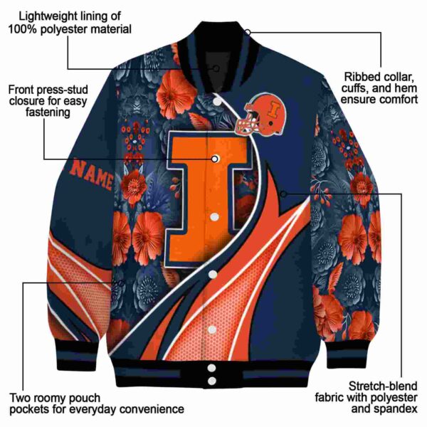 customized illinois fighting illini floral print blue jacket new arrival jacketwow