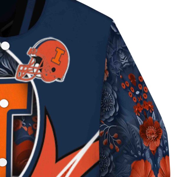 customized illinois fighting illini floral print blue jacket premium grade jacketwow