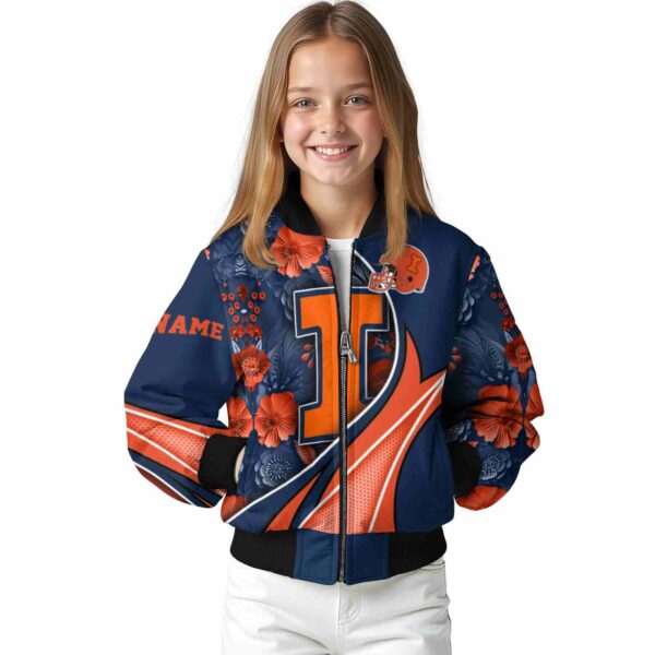 customized illinois fighting illini floral print blue jacket top rated jacketwow