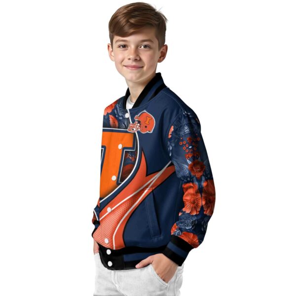customized illinois fighting illini floral print blue jacket trendy jacketwow