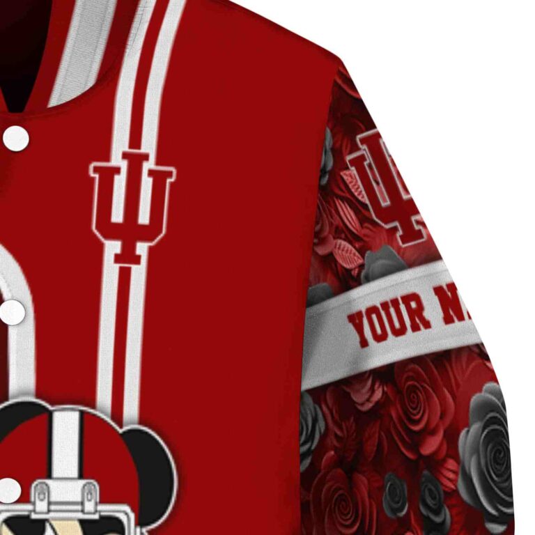 customized indiana hoosiers rose mickey red jacket premium grade jacketwow