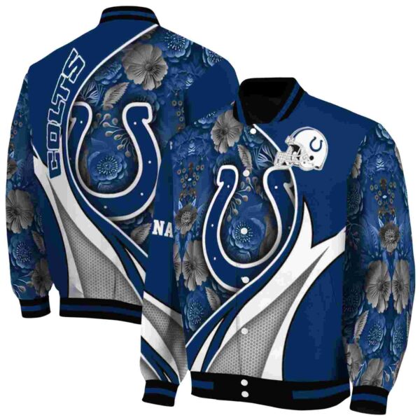 customized indianapolis colts floral print blue jacket fashion forward jacketwow