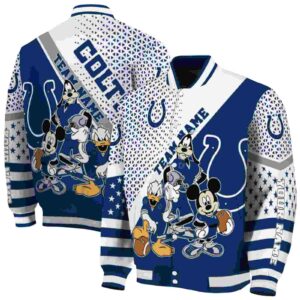 customized indianapolis colts mickey donald goofy blue white jacket fashion forward jacketwow