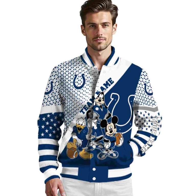 customized indianapolis colts mickey donald goofy blue white jacket high quality jacketwow