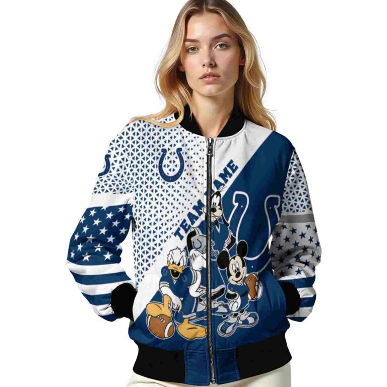customized indianapolis colts mickey donald goofy blue white jacket latest model jacketwow