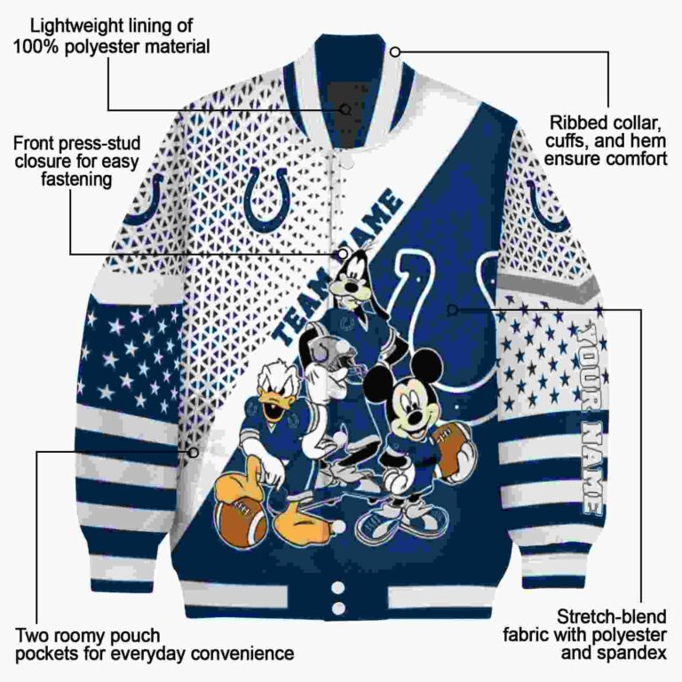 customized indianapolis colts mickey donald goofy blue white jacket new arrival jacketwow