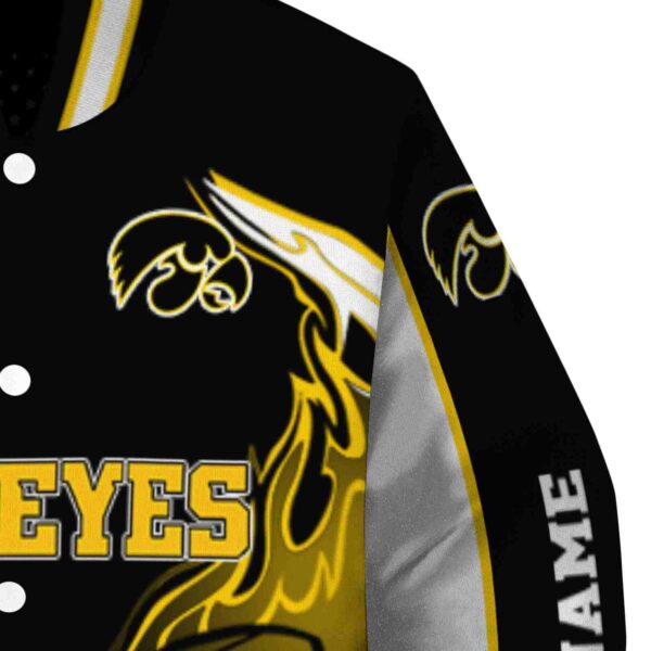 customized iowa hawkeyes flaming football black white jacket premium grade jacketwow