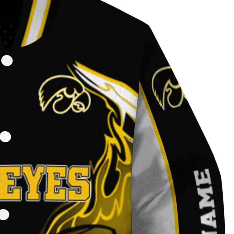customized iowa hawkeyes flaming football black white jacket premium grade jacketwow