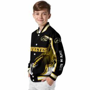 customized iowa hawkeyes flaming football black white jacket trendy jacketwow