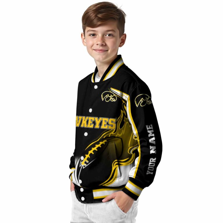 customized iowa hawkeyes flaming football black white jacket trendy jacketwow