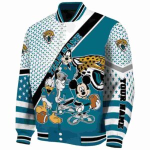 customized jacksonville jaguars mickey donald goofy teal white jacket best selling jacketwow