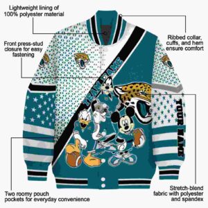 customized jacksonville jaguars mickey donald goofy teal white jacket new arrival jacketwow