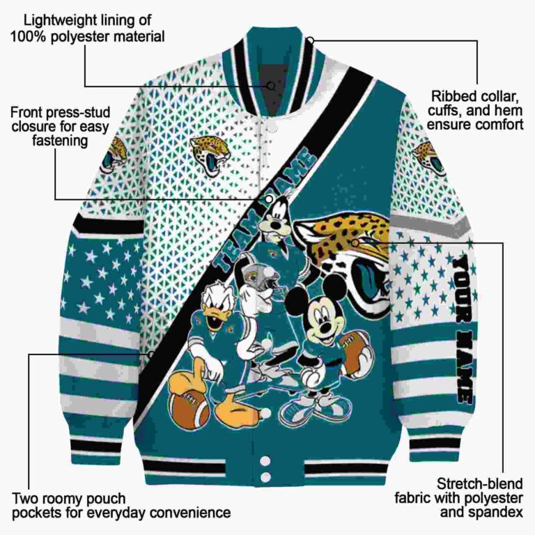 customized jacksonville jaguars mickey donald goofy teal white jacket new arrival jacketwow