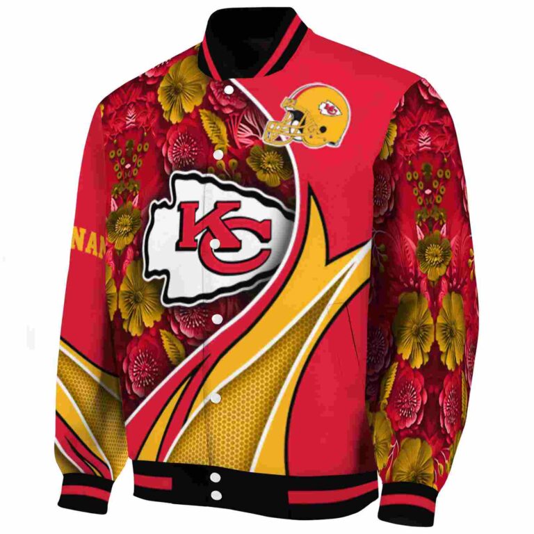 customized kansas city chiefs floral print red jacket best selling jacketwow