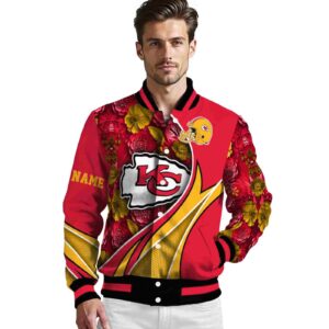 customized kansas city chiefs floral print red jacket high quality jacketwow