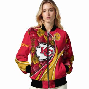 customized kansas city chiefs floral print red jacket latest model jacketwow