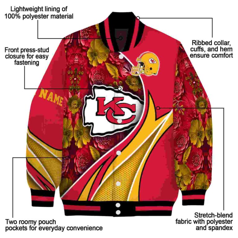 customized kansas city chiefs floral print red jacket new arrival jacketwow