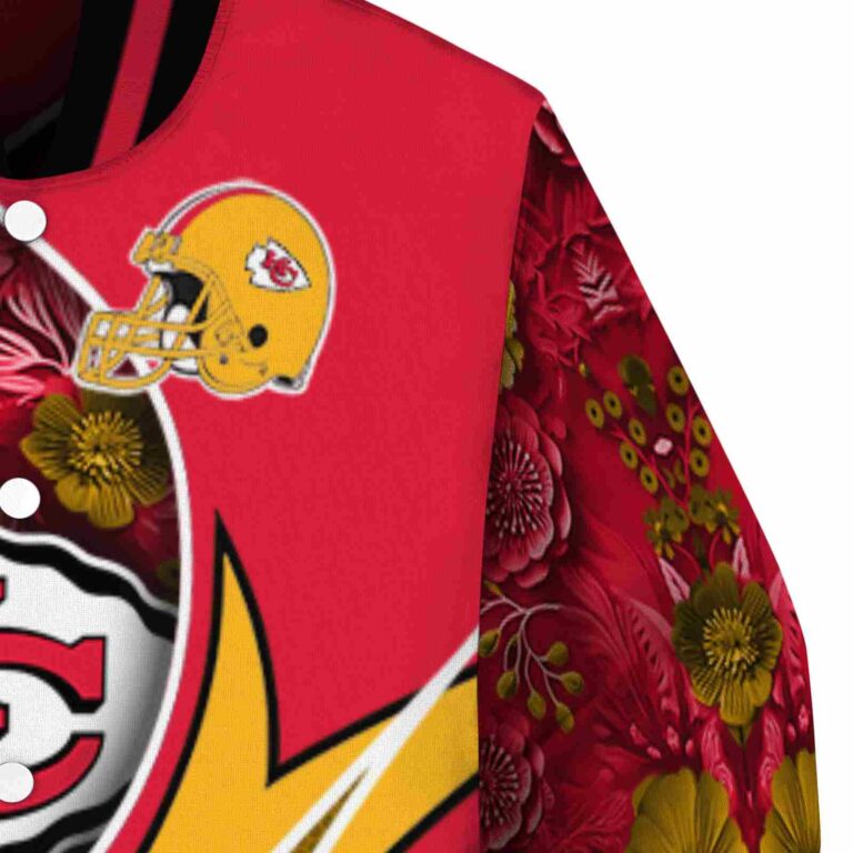 customized kansas city chiefs floral print red jacket premium grade jacketwow