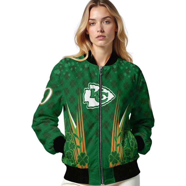 customized kansas city chiefs shamrock pattern green jacket latest model jacketwow