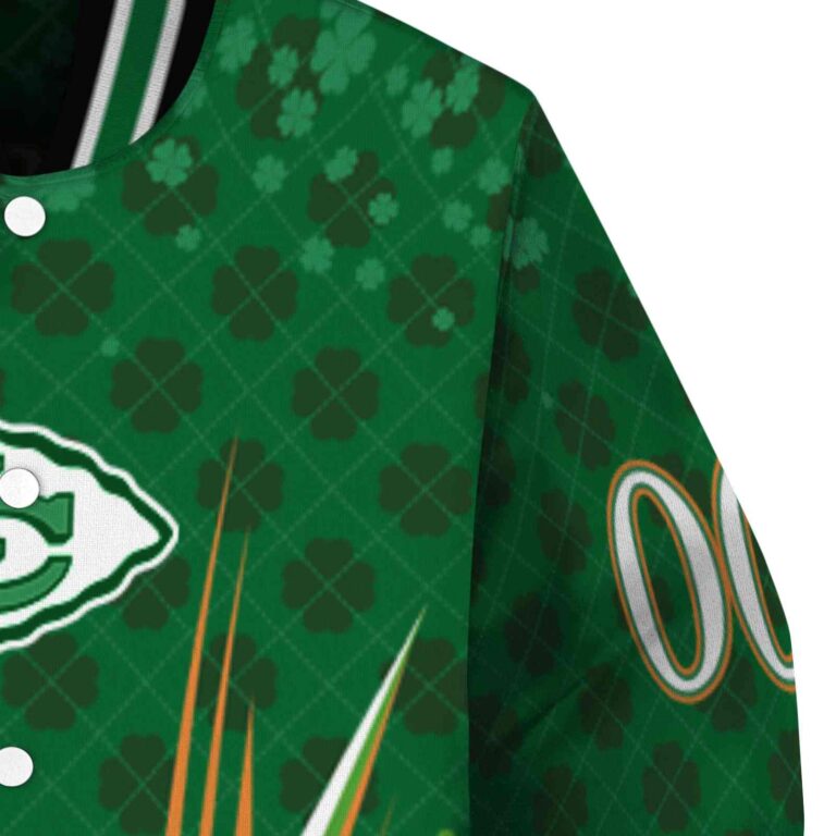 customized kansas city chiefs shamrock pattern green jacket premium grade jacketwow
