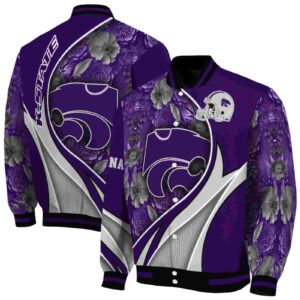 customized kansas state wildcats floral print purple jacket fashion forward jacketwow