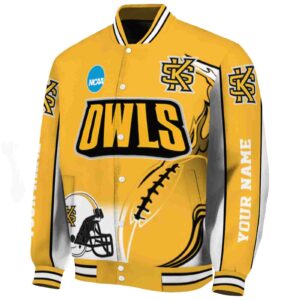 customized kennesaw state owls flaming football gold white jacket best selling jacketwow